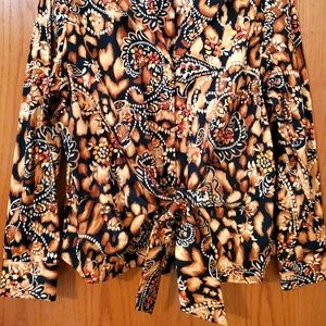 Jones New York Signature Top Front Tie Long Sleeve